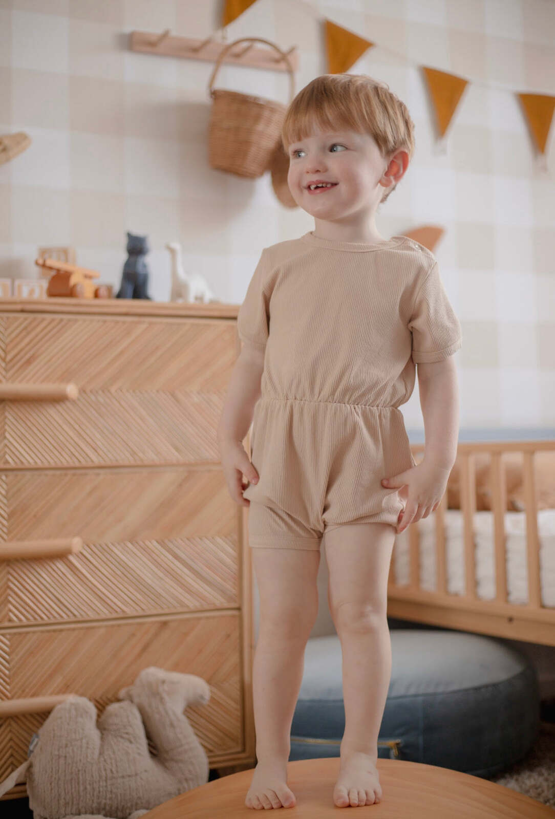 Ribbed Cotton Baby Romper - Sugar Cookie - 12-18 Months