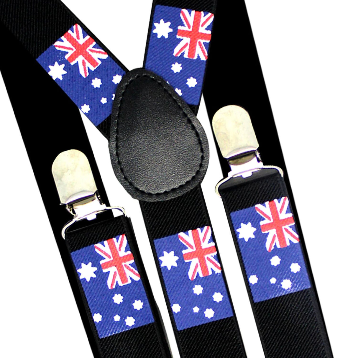 Customizable Elastic Suspenders with Australian Flag Design for Weddings and Formal Occasions