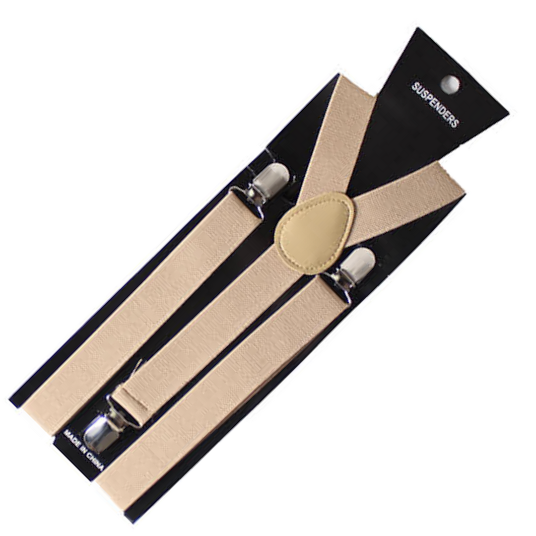 Versatile Elastic Braces for Men and Women - Beige Slim Fit Suspenders for Formal Occasions and Weddings