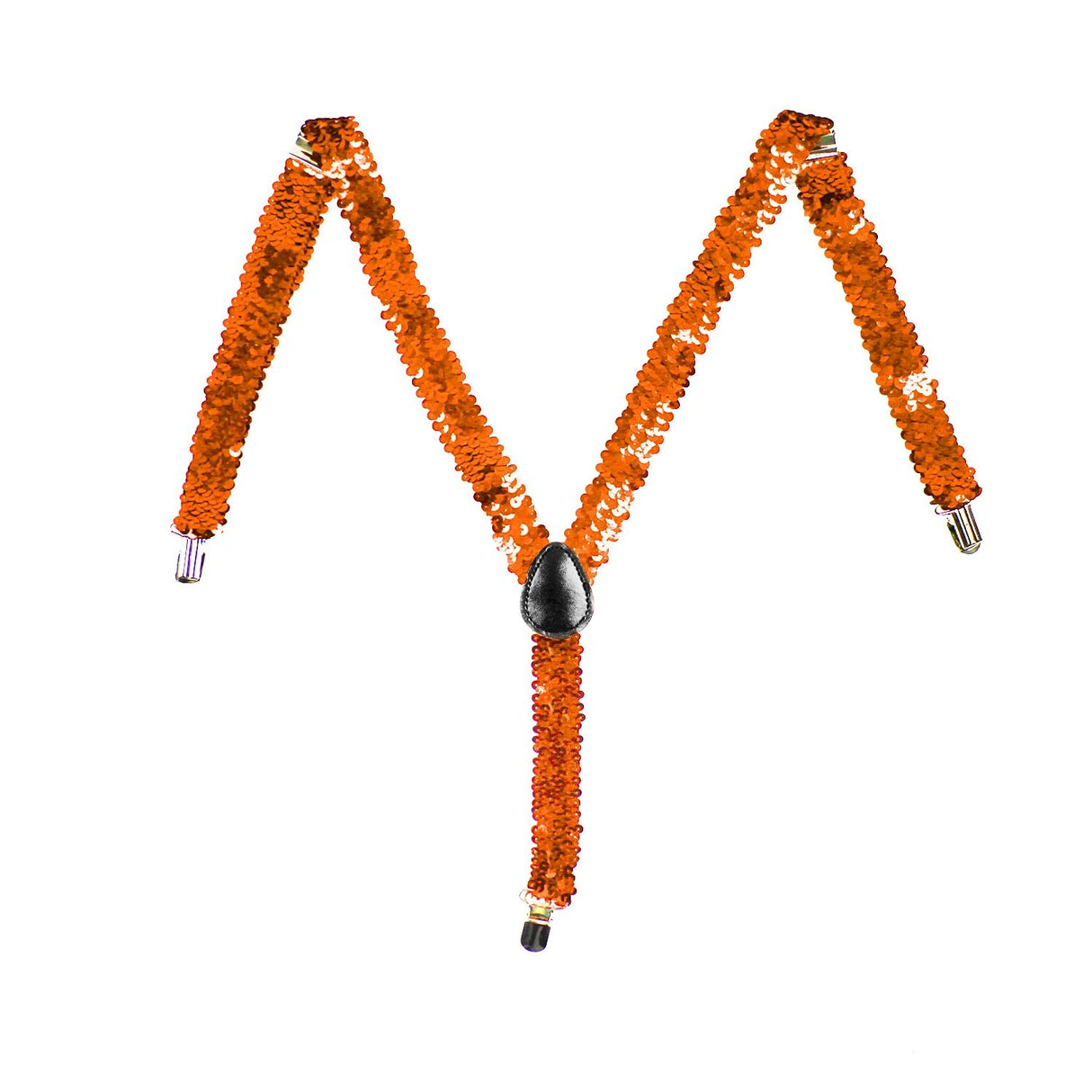 Slim Sequin Orange Adjustable Clip-On Suspenders for Men and Women - Perfect for Formal Events