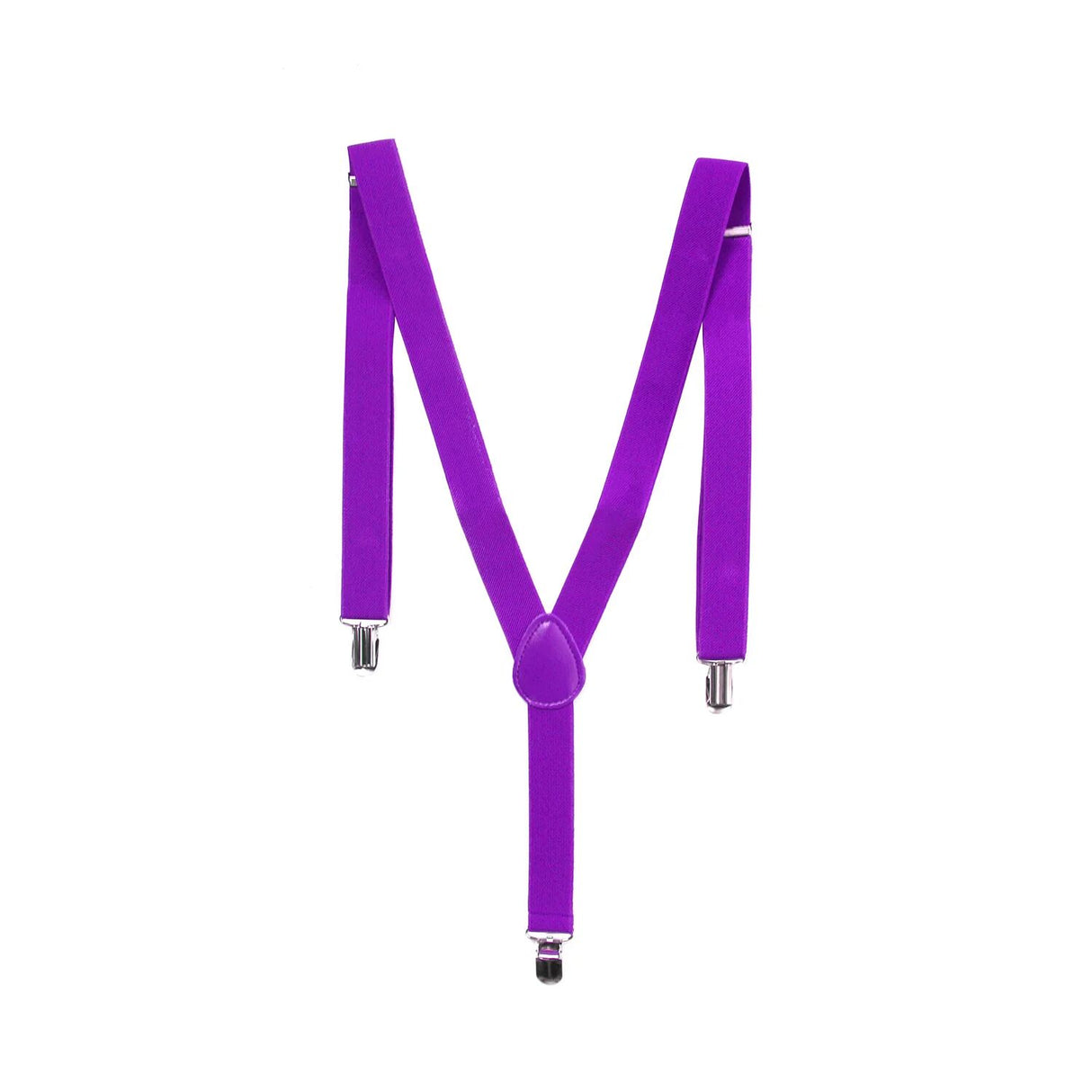 Vibrant Purple Clip-On Suspenders for All - Adjustable Elastic Slim Braces for Formal Events