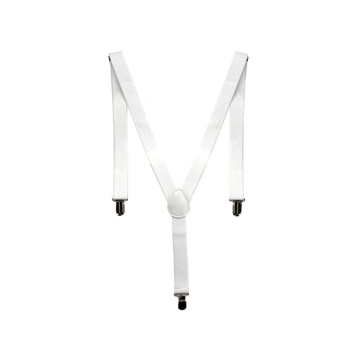 Elegant Adjustable White Clip-On Suspenders for Men & Women - Elastic Slim Fit for Weddings and Events