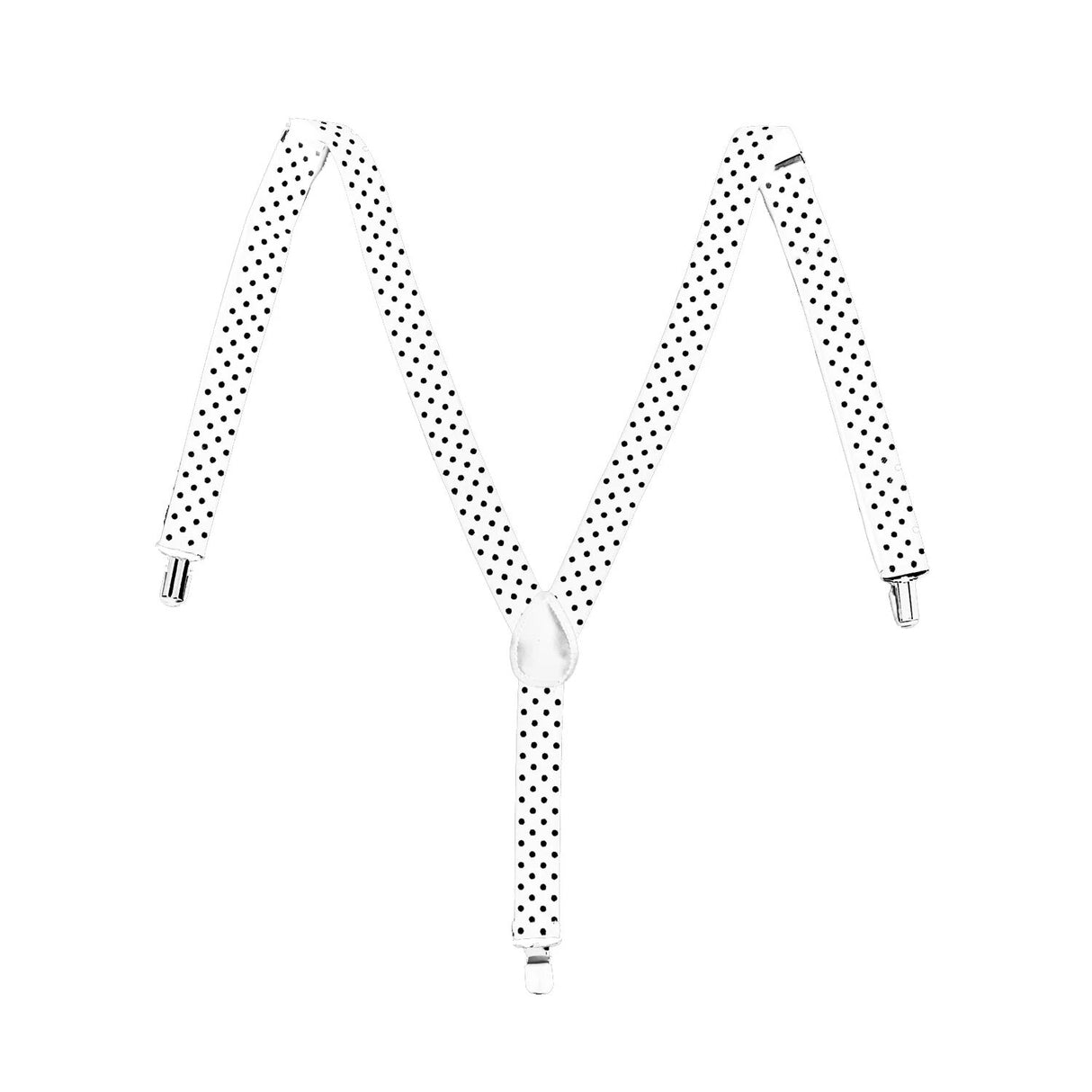 Classic Black and White Polka Dot Adjustable Suspenders for Men and Women - Elastic Clip-On Braces for Formal Occasions