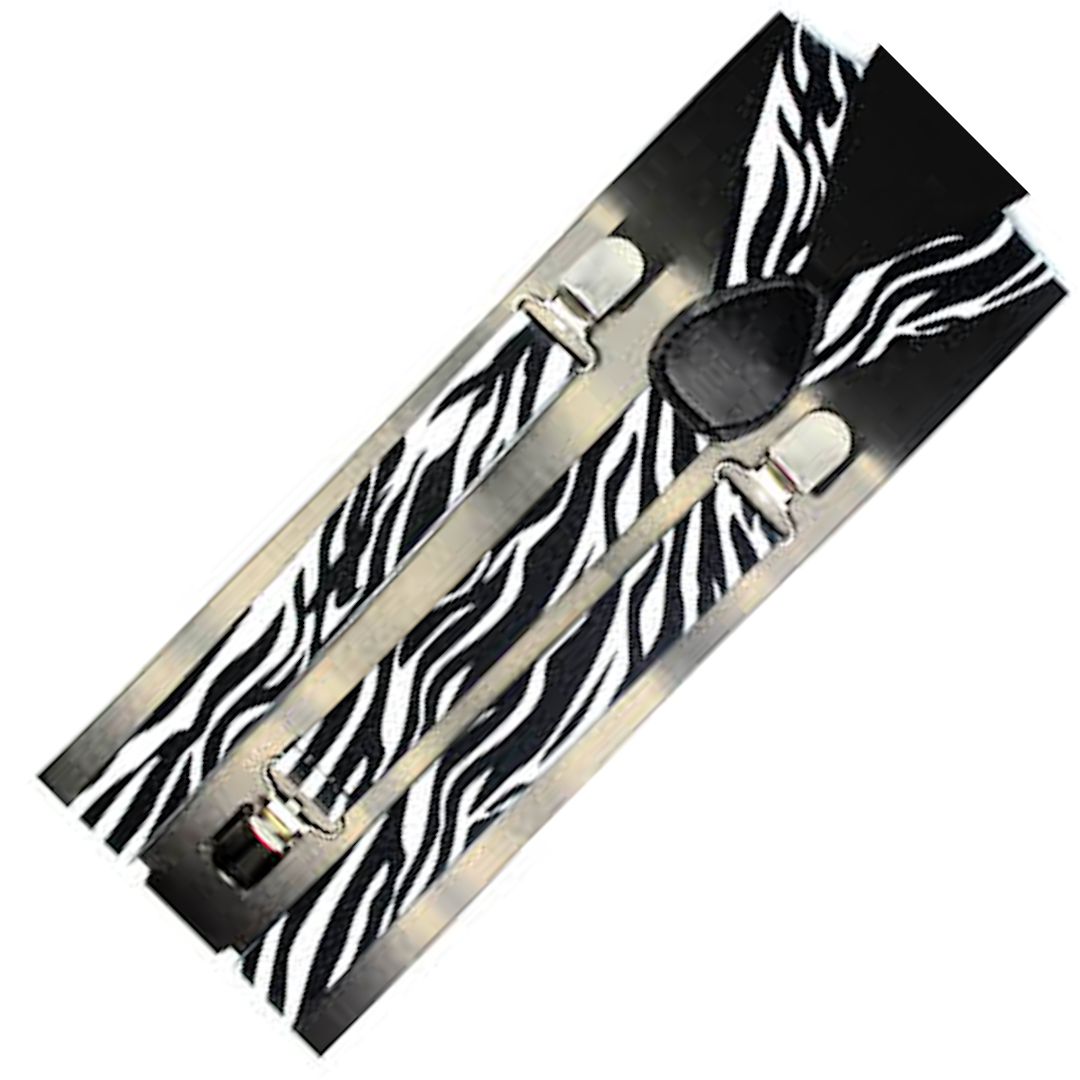 Men's Slim Fit Zebra Pattern Clip-On Suspenders - Adjustable Elastic Braces for Formal Occasions