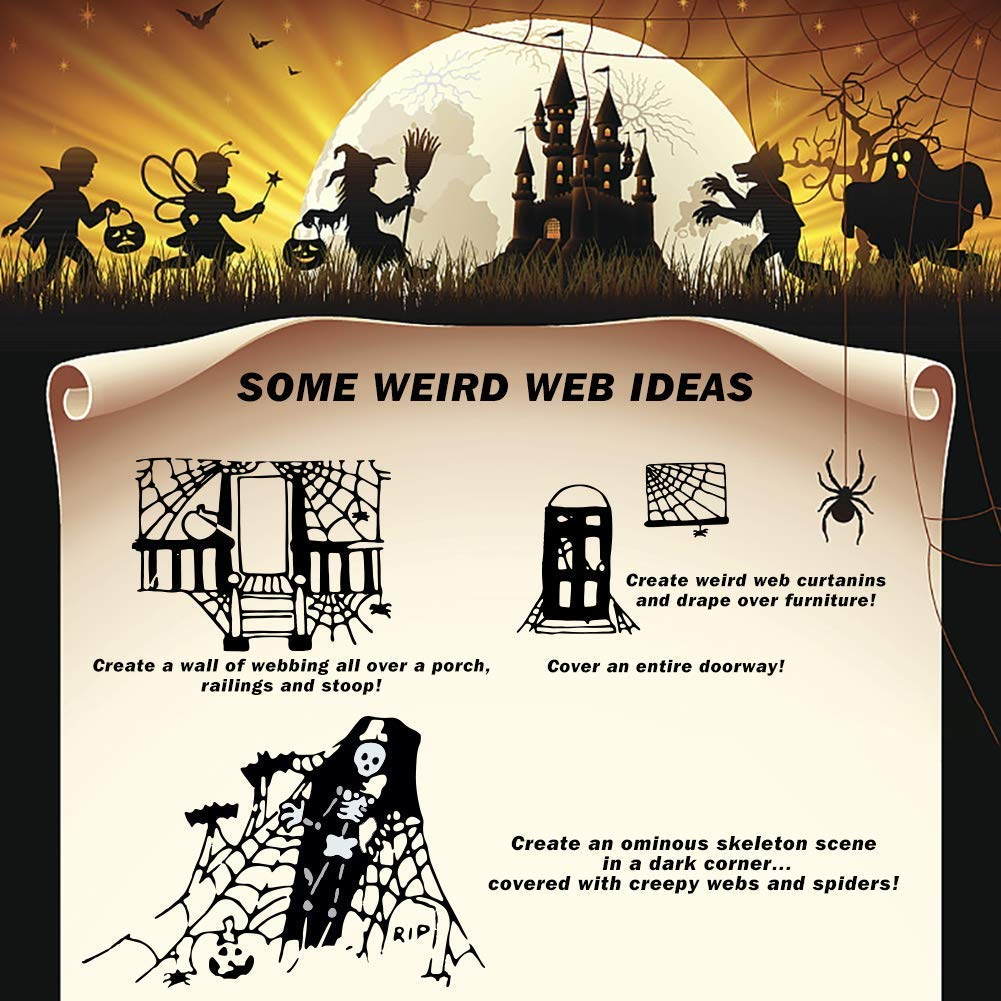 HALLOWEEN STRETCHABLE SPIDER WEB Spooky Decoration with Spiders Party Decor Ghost