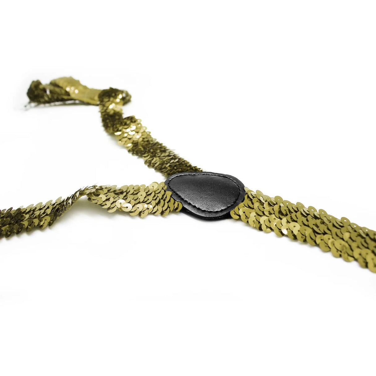 SEQUIN SUSPENDERS Unisex Adjustable Braces Clip On Elastic Y-Back - Gold