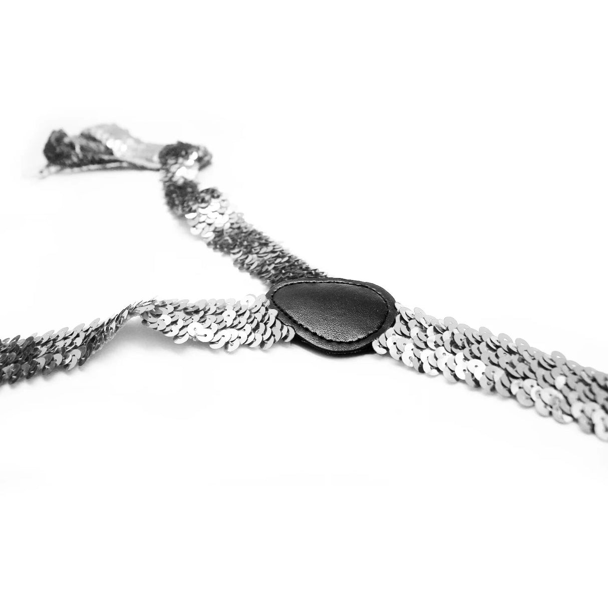 Sparkling Unisex Y-Back Sequin Suspenders - Silver Clip-On Braces