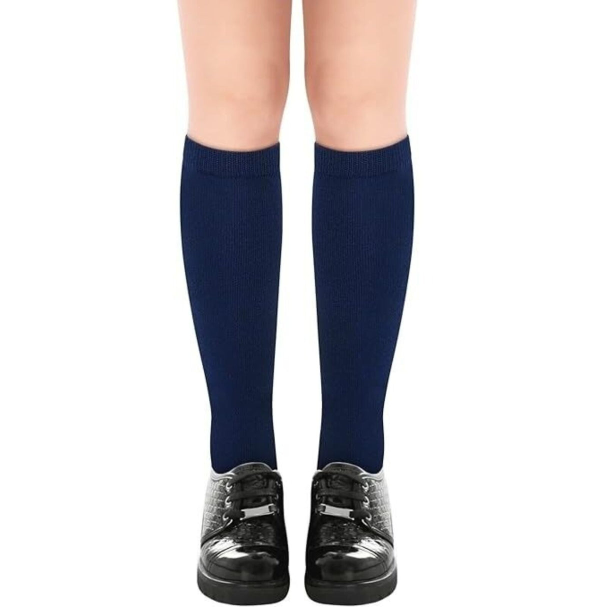Navy Blue Cotton Knee High Socks for Kids - 1 Pair (Ages 5-8)