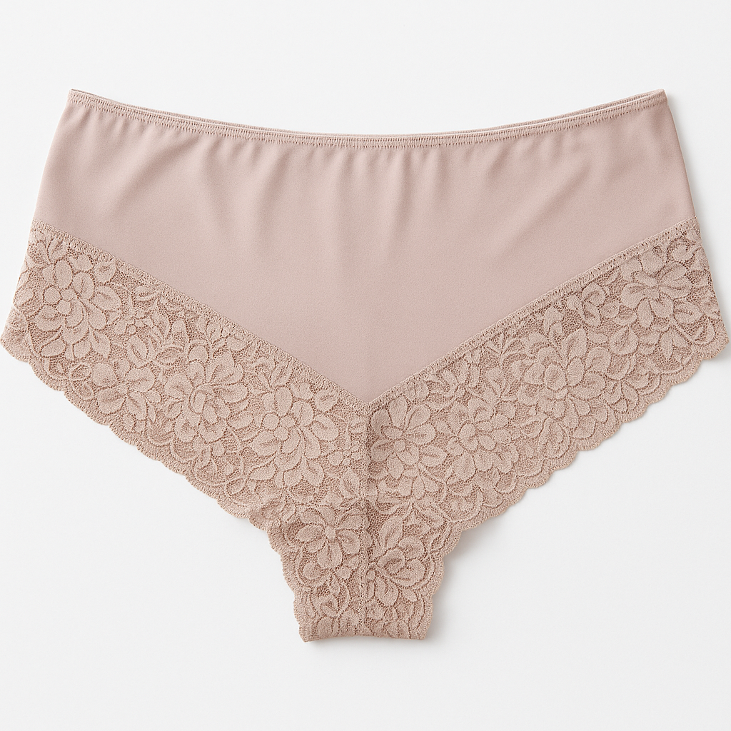 Womens Lace Boyshort Boyleg Full Briefs Underwear Undies in Beige - 16