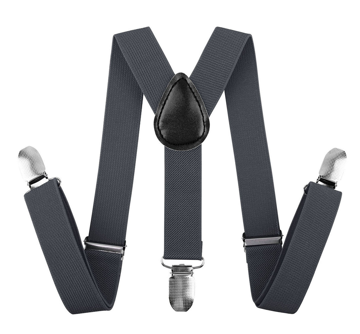 Men's Adjustable 35mm Y-Back Suspender Braces - Black Elastic Clip-Ons