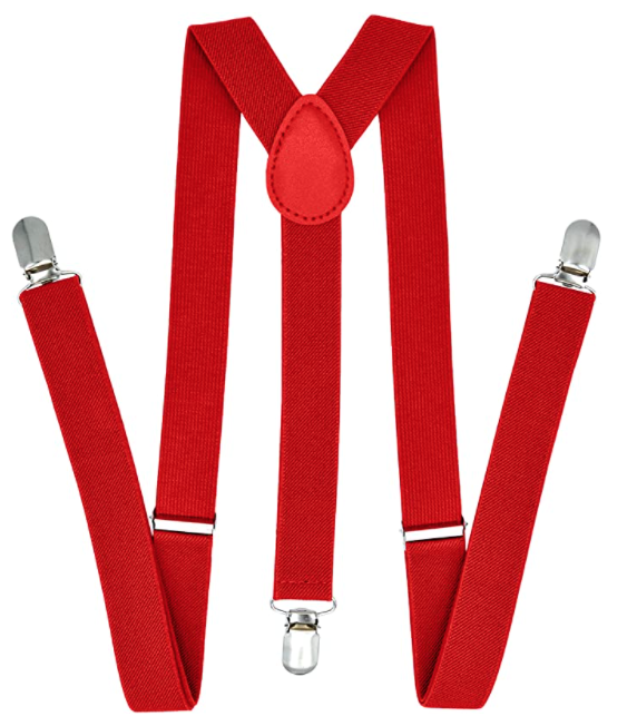 Men's Red Y-Back Clip-On Suspenders - 35mm Adjustable Braces for Formal Wear