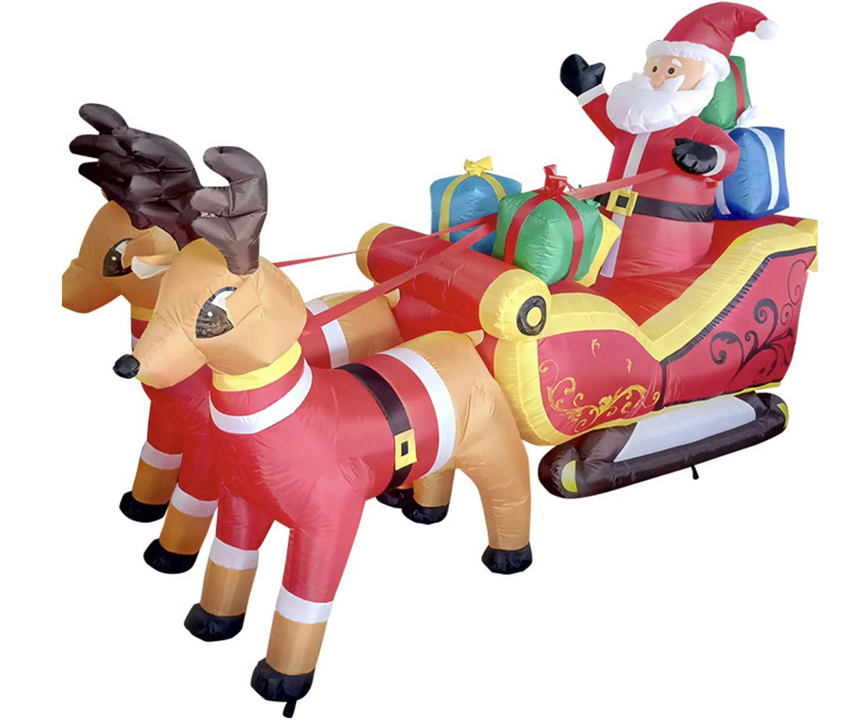 Giant 320cm Inflatable Santa Sleigh with Reindeer and LED Lights for Festive Decor