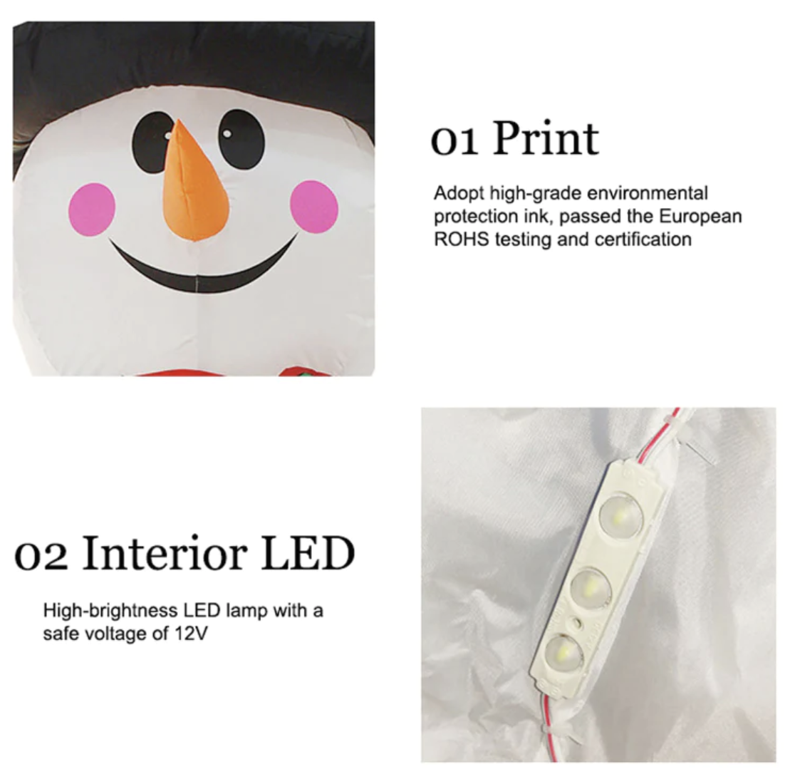 Giant 320cm Inflatable Santa Sleigh with Reindeer and LED Lights for Festive Decor