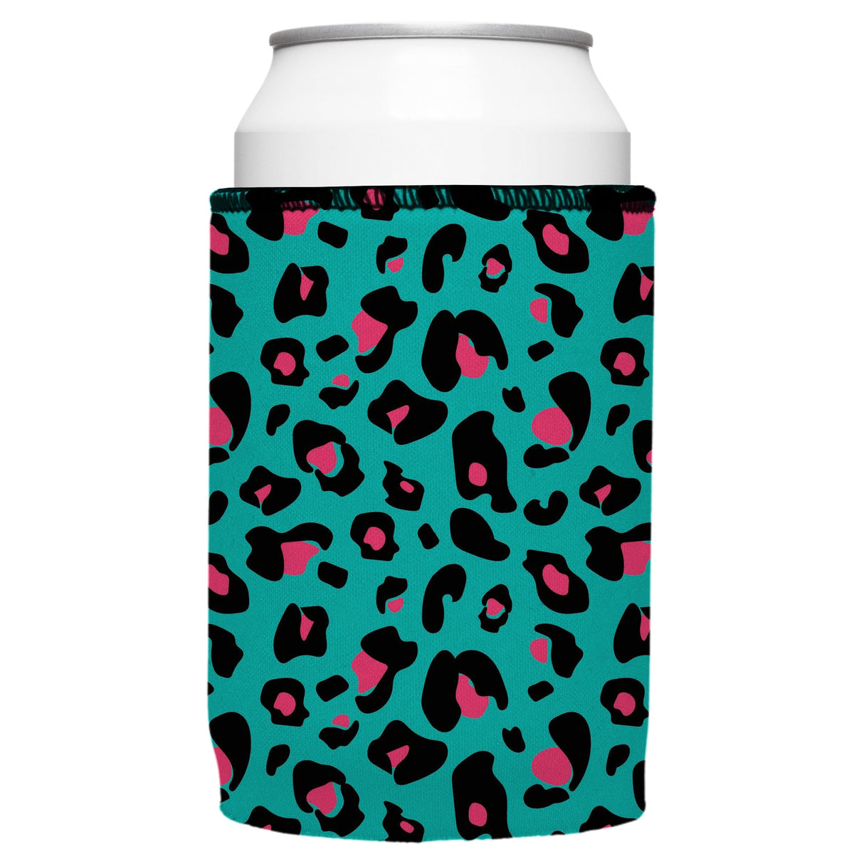 Teal Leopard Pattern Stubby Cooler - Standard