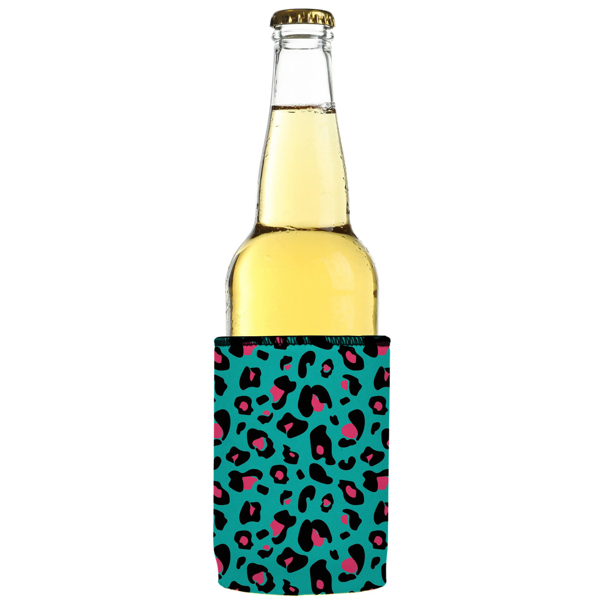Teal Leopard Pattern Stubby Cooler - Standard