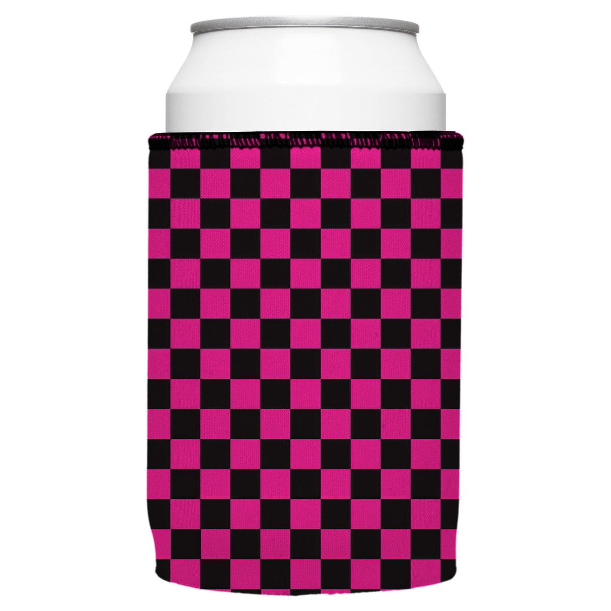 Pink Checkerboard Stubby Cooler - Standard