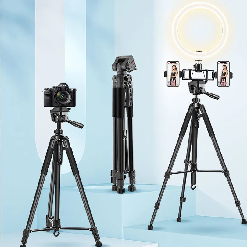 1.7m Lightweight Aluminum Alloy Camera Tripod with 3-Way Pan Head and Carrying Bag