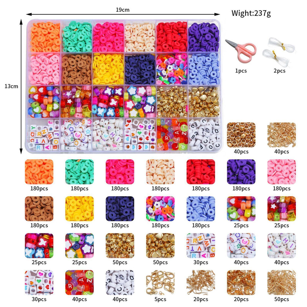 Vibrant 12-Color 4000-Piece DIY Ceramic Bead Jewelry Making Kit - 6mm Flat Round Polymer Clay Beads