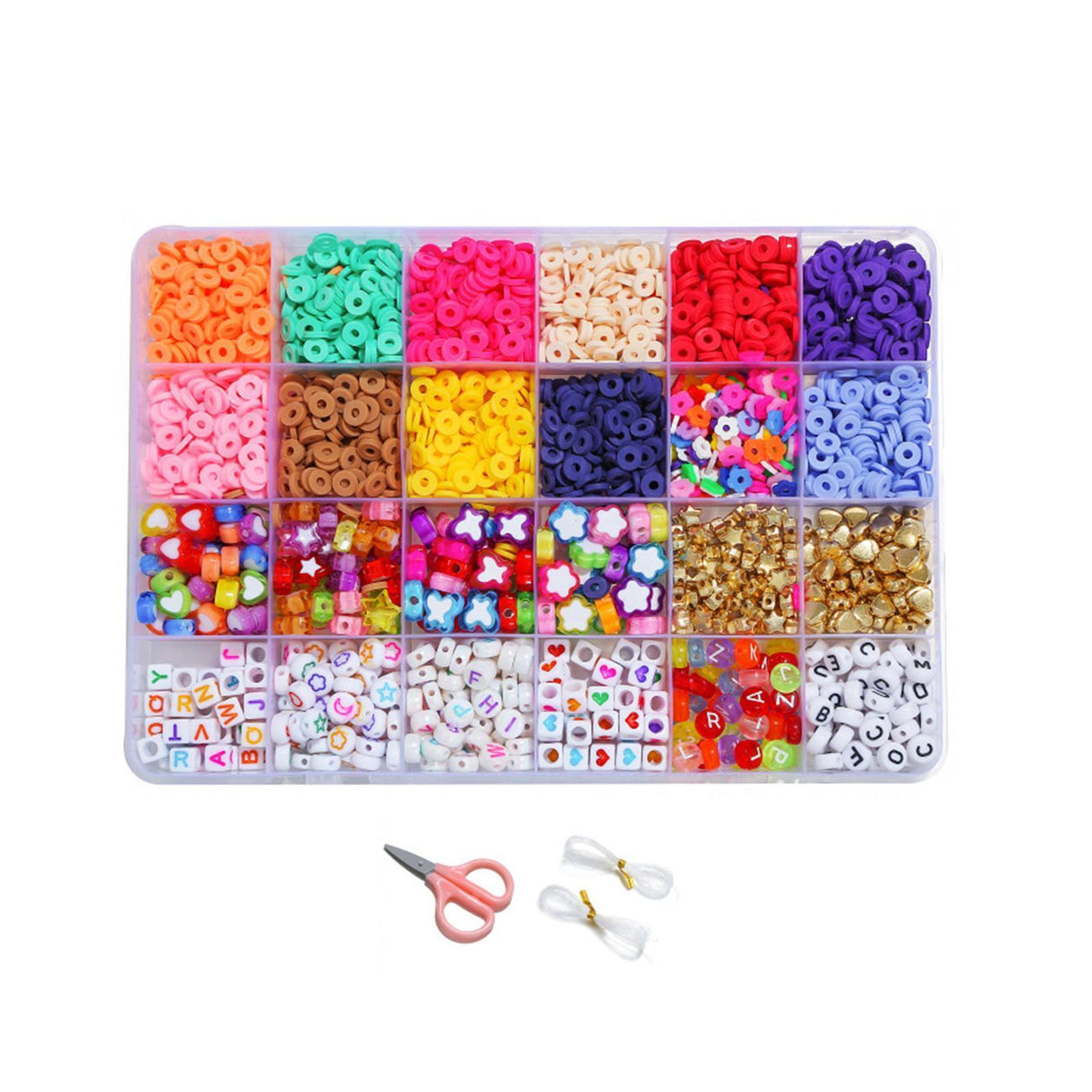 Vibrant 12-Color 4000-Piece DIY Ceramic Bead Jewelry Making Kit - 6mm Flat Round Polymer Clay Beads