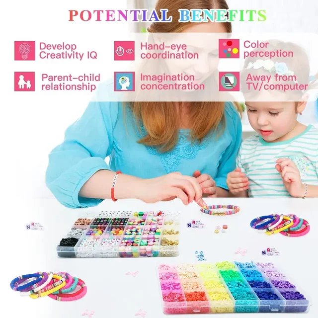 72-Color Clay Beads Jewelry Making Kit - 10,800pcs Bracelet and Accessory Set