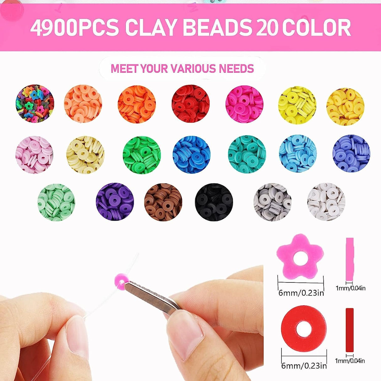 5300-Piece Smiley Face Clay Beads Jewelry Making Kit in 20 Vibrant Colors