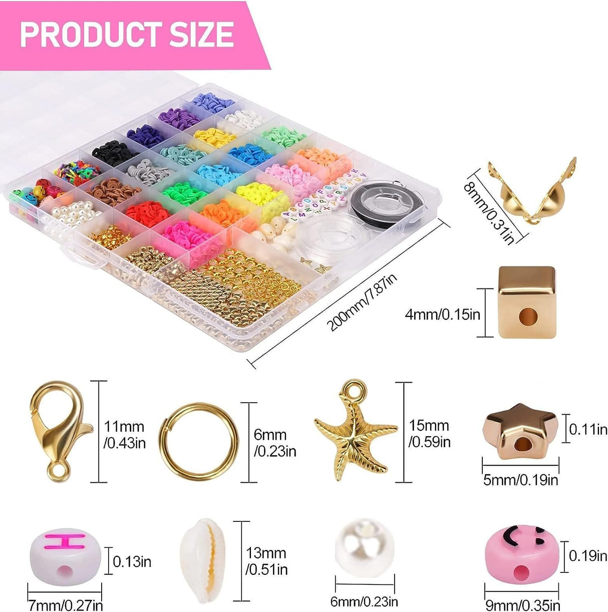 5300-Piece Smiley Face Clay Beads Jewelry Making Kit in 20 Vibrant Colors