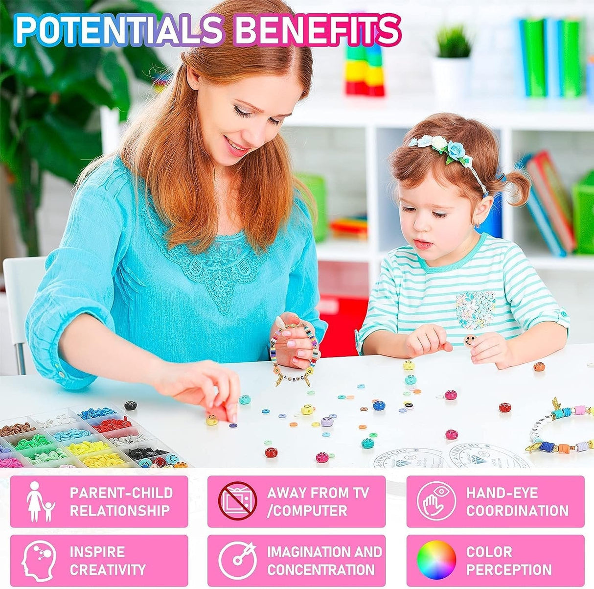 5300-Piece Smiley Face Clay Beads Jewelry Making Kit in 20 Vibrant Colors