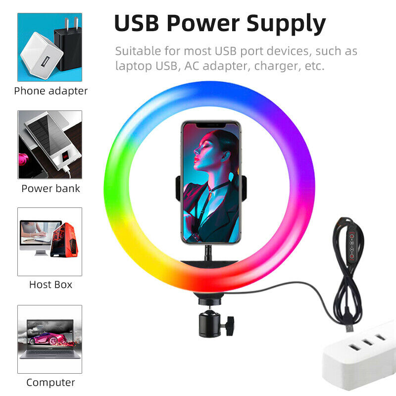 Hridz Makeup Selfie 10inches 26cm RGB Ringlight Dimmable LED Fill Ring Lamp