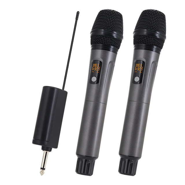 HridZ Dual Channel UHF Wireless Microphone System with Rechargeable Mics for Performances and Events