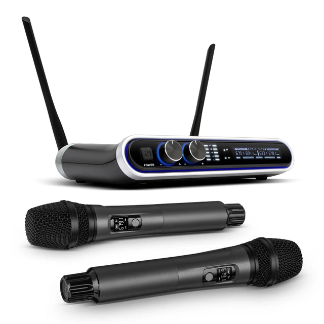 Hridz Wireless UHF Microphone Kit Dual Handheld Mics with 100m Range Receiver for Karaoke Meetings Parties