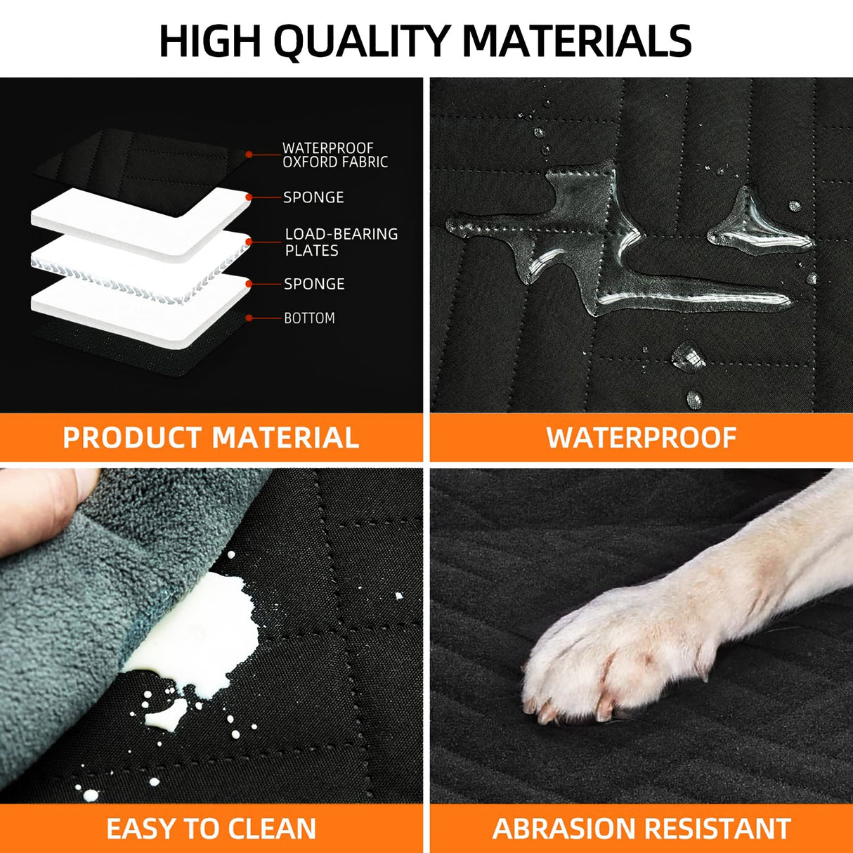 Black PawfectFriend Hard Bottom Car Back Seat Extender & Hammock for Dogs ??63x132cm Waterproof, Heavy-Duty Pet Seat Protector