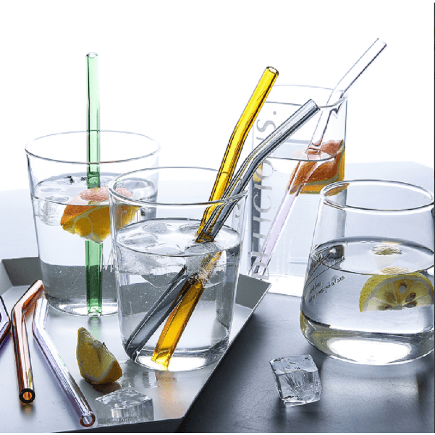 Glass Drinking Straw Set with Metal Straw Cleaner