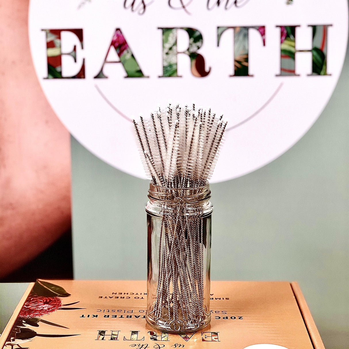 Glass Drinking Straw Set with Metal Straw Cleaner