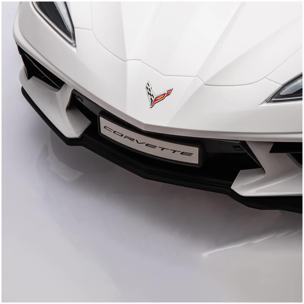 12V Licensed V8 Corvette Battery Powered Sports Kids Ride On Car – White