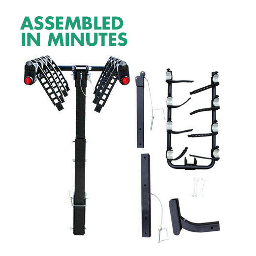 3 Bike Rack Bicycle Car Rear Carrier 2 Steel Foldable Steel Hitch Mount Towbar