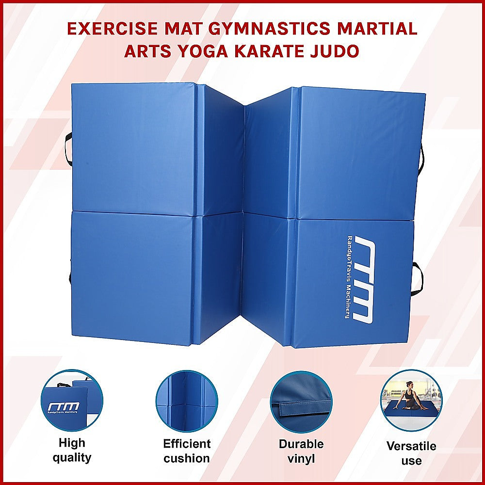 Folding Blue Exercise Mat – Gymnastics, Martial Arts, Yoga, Karate & Judo Training