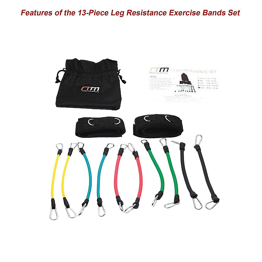 13PC Resistance Bands Set Fitness Exercise Tubes with Handles & Leg Bands
