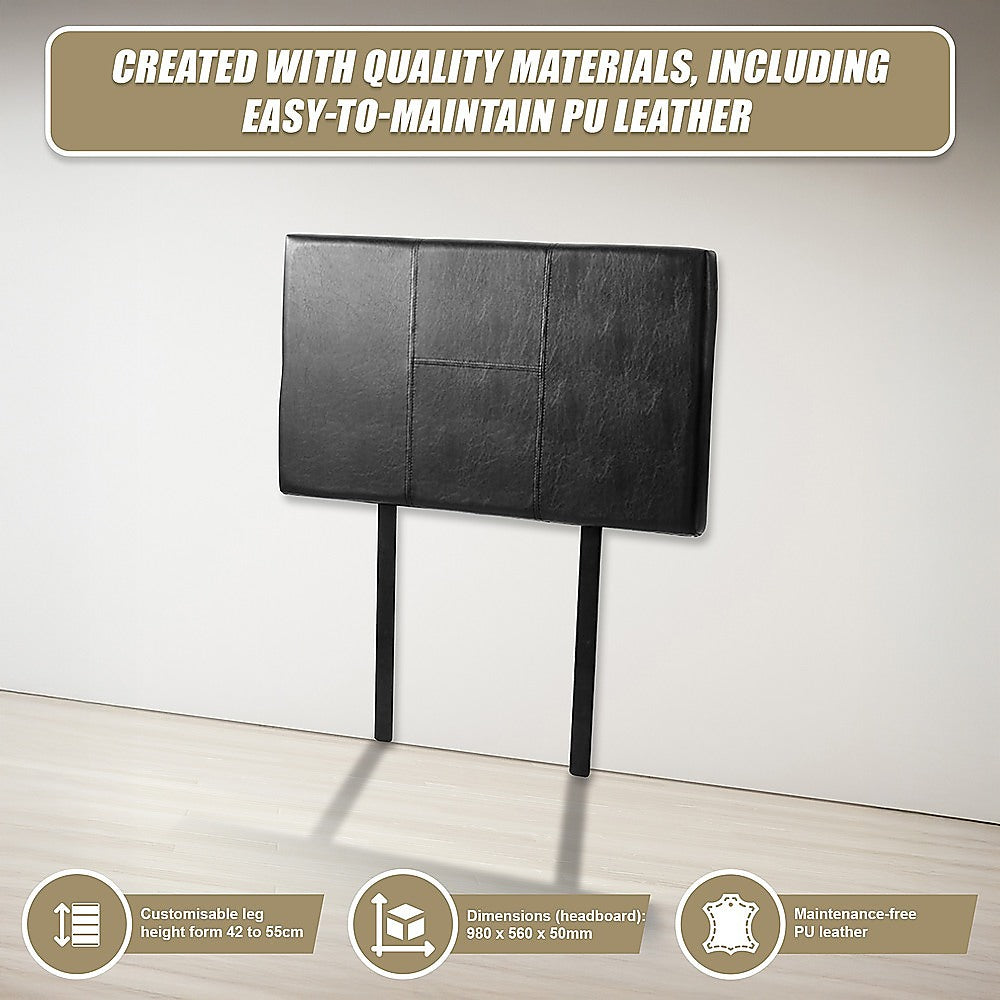 PU Leather Single Bed Headboard Bedhead - Black