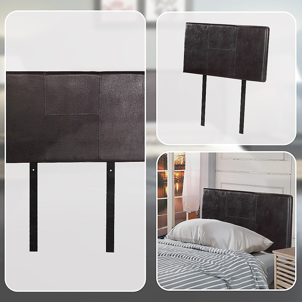 PU Leather Single Bed Headboard Bedhead - Brown