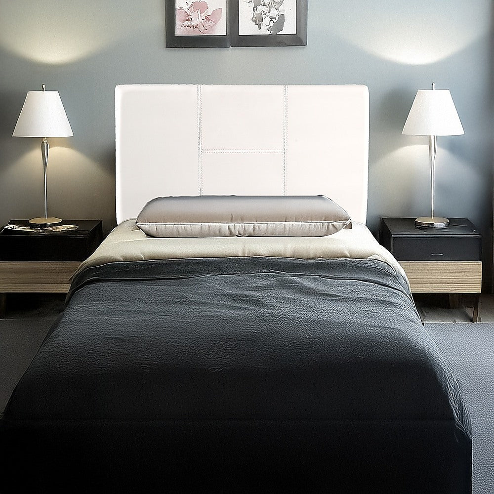 PU Leather Single Bed Headboard Bedhead - White