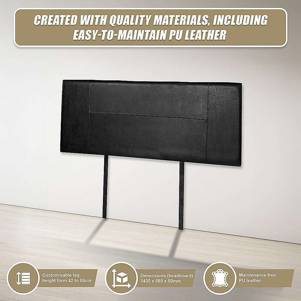 PU Leather Double Bed Headboard Bedhead - Black