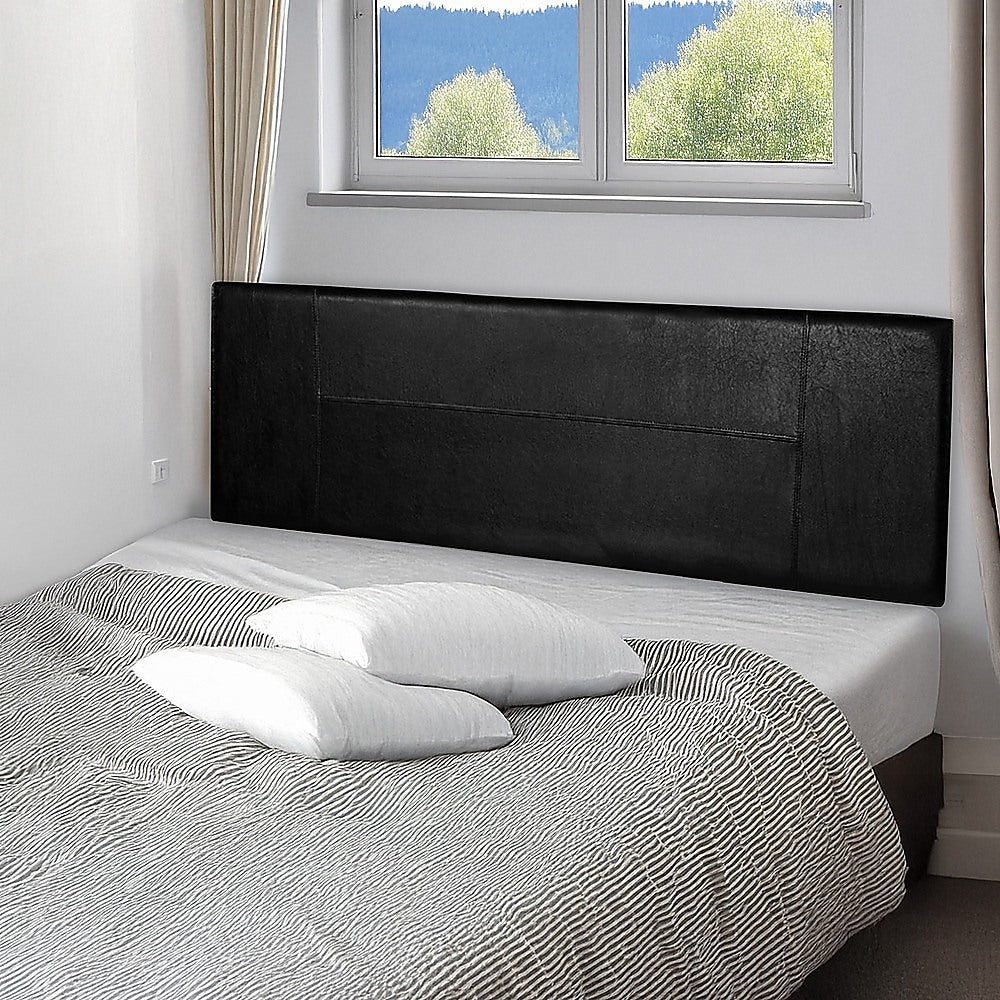 PU Leather Queen Bed Headboard Bedhead - Black