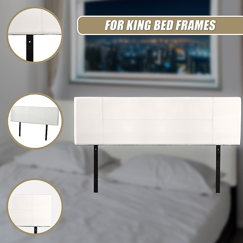PU Leather King Bed Headboard Bedhead - White