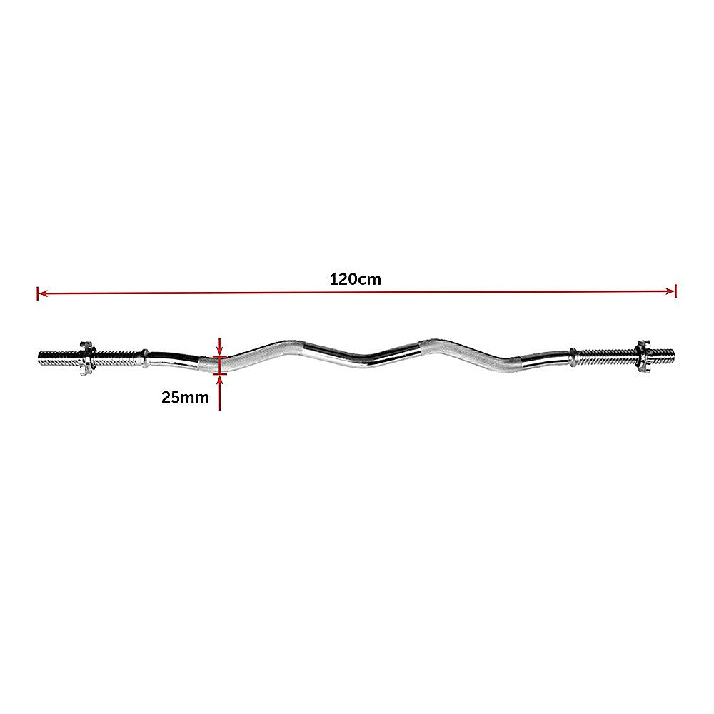 Heavy Duty EZ Curl Barbell Weightlifting Bar with Spinlock Collars for Gym Training