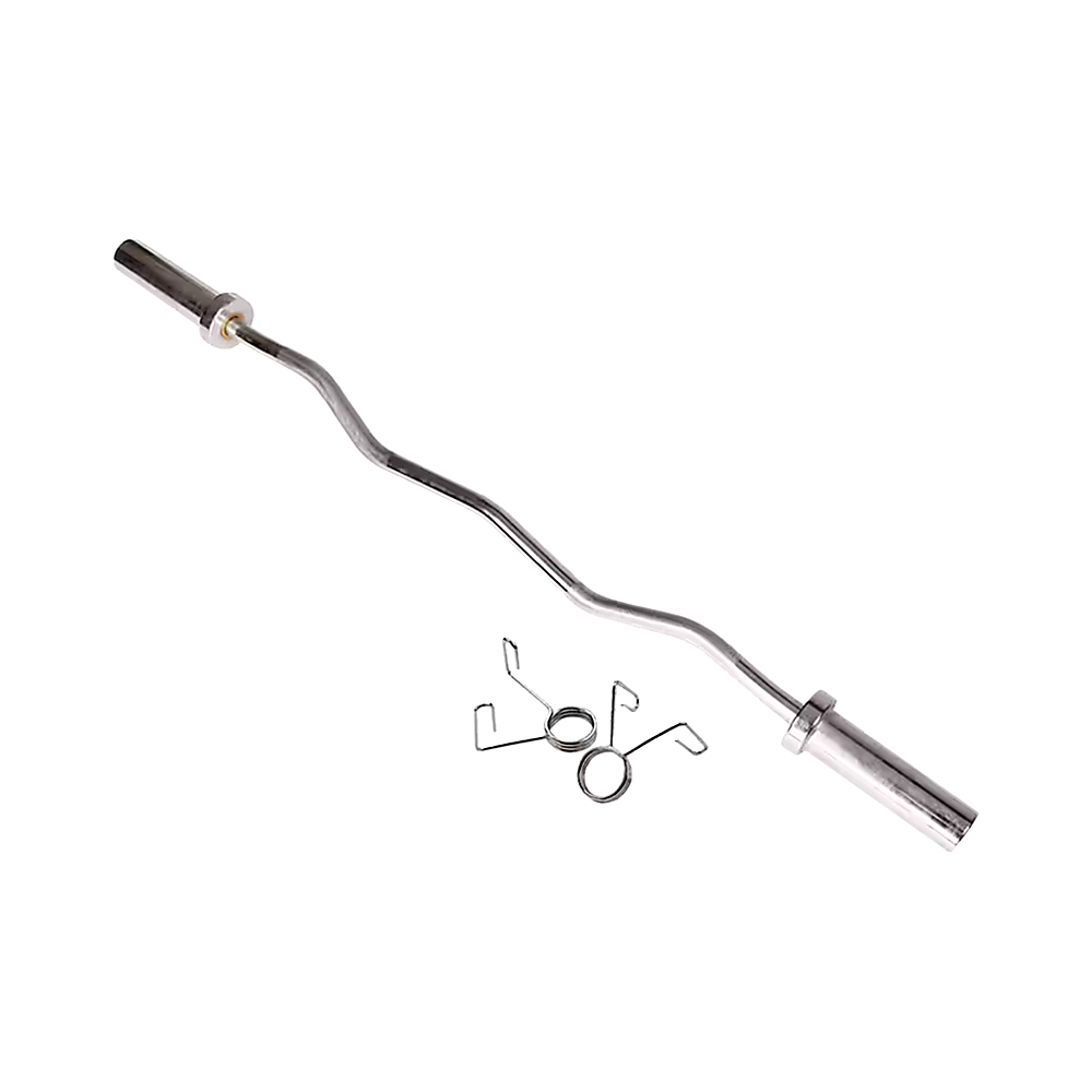120cm Chrome Olympic EZ Curl Bar Weightlifting Barbell for Home Gym Training