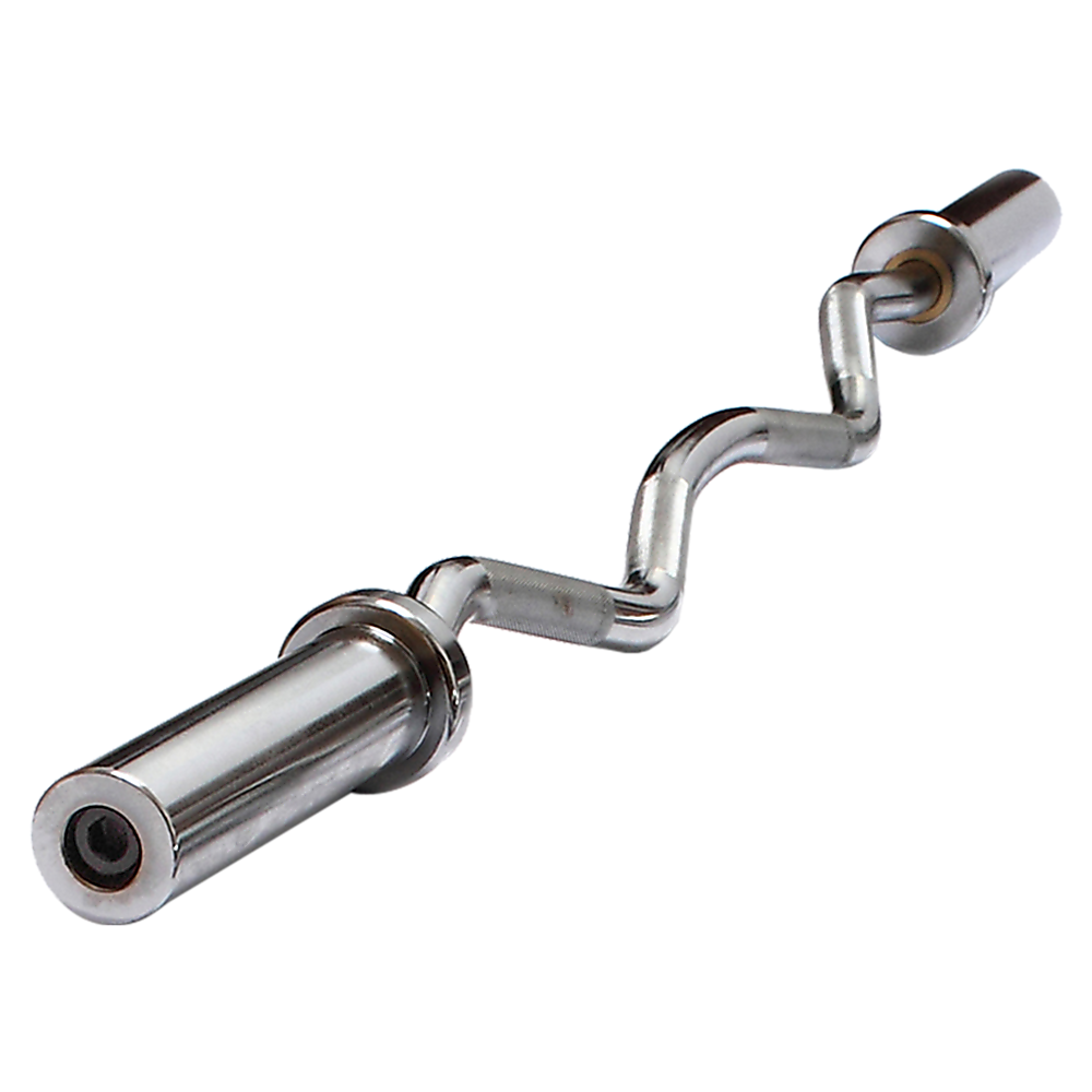 120cm Chrome Olympic EZ Curl Bar Weightlifting Barbell for Home Gym Training