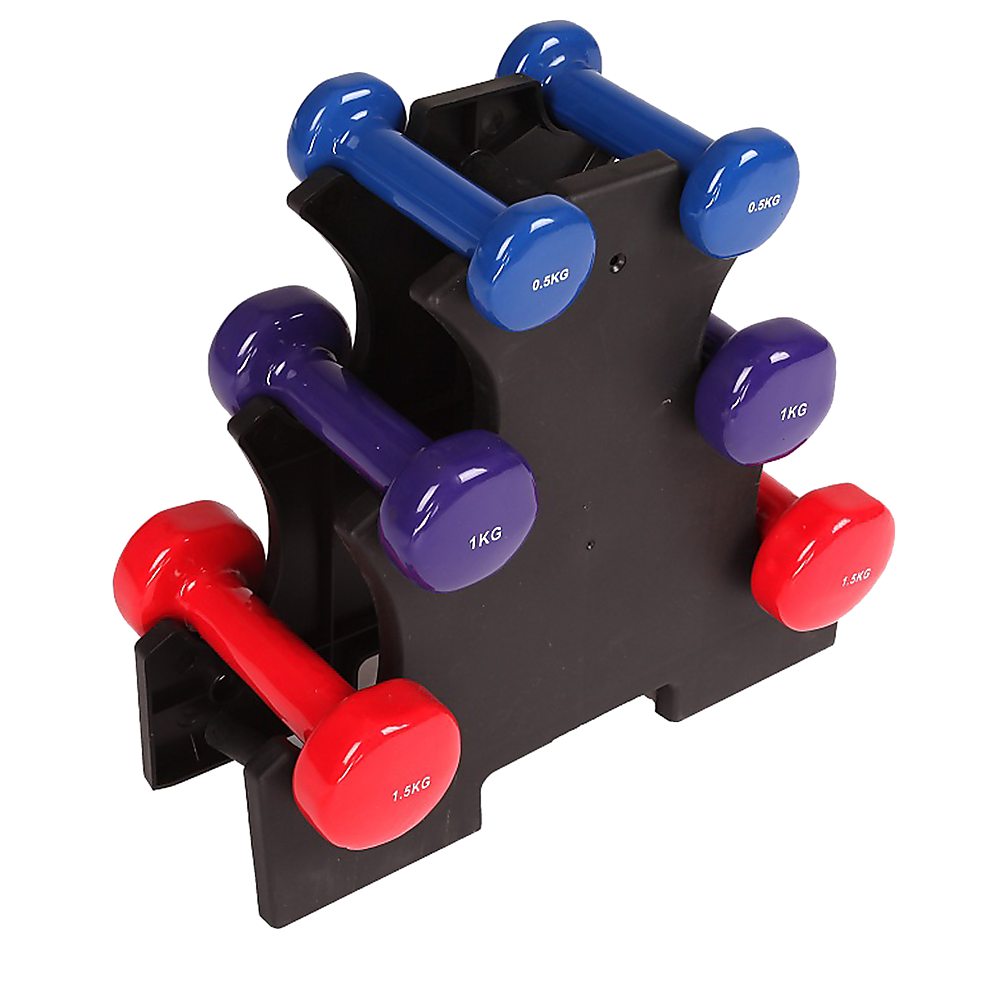 6-Piece Dumbbell Set with Storage Rack for Home Gym Training