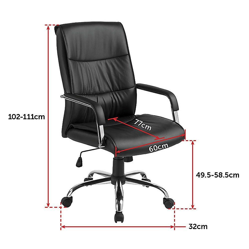PU Leather Office Chair – Ergonomic Executive Swivel Desk Chair with Padded Seat in Black