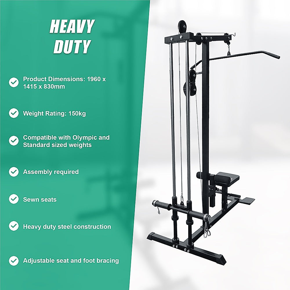 Lat Pulldown Low Row Fitness Machine – Home Gym Strength Trainer