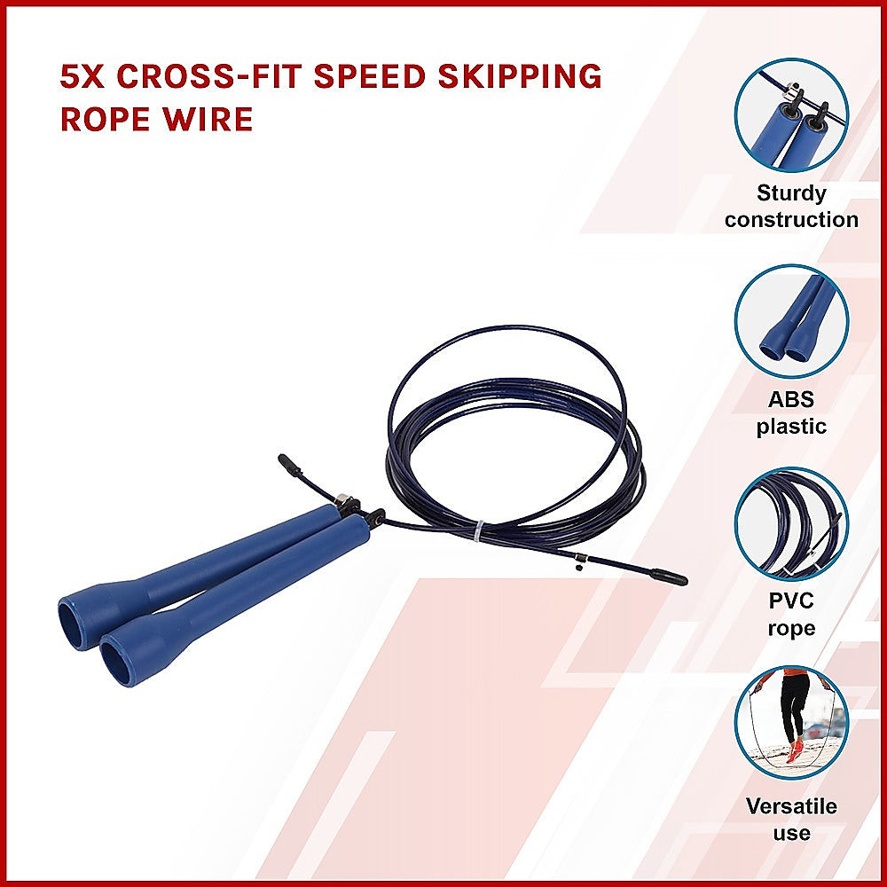 5x CrossFit Speed Skipping Rope Wire – Adjustable Jump Ropes for Fitness & Boxing